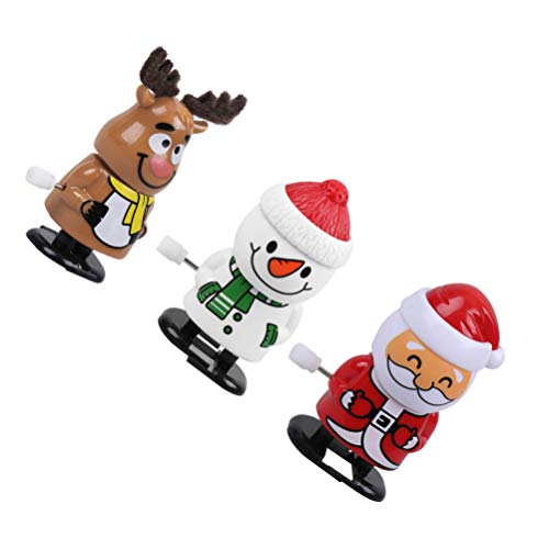 VALICLUD 3pcs Christmas Wind Up Toys Walking Babbling Elk Snowman Santa Clockwork Toys Mini Stuffed Shaking Head Figure for Xmas Holiday Birthday Party Goody Bag Fillers