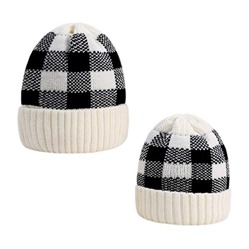 NUOBESTY 2Pcs Parent-Child Knit Hat Mother Child Daughter Son Winter Hat Family Beanie Cap for Winter Outdoor
