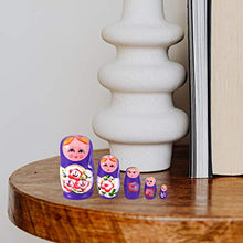 Load image into Gallery viewer, NUOBESTY 5pcs Cute Cartoon Animals Pattern Nesting Dolls Russian Handmade Doll Matryoshka Doll for Kids Christmas Party Favor Birthday Purple
