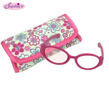Load image into Gallery viewer, Sophia&#39;s 18 Inch Doll Pink Sunglasses &amp; Case, 2 Pc. Set, Perfect for 18 Inch American Girl Dolls Clothes &amp; More, Hot Pink Doll Glasses &amp; Floral Print Eyeglass Case

