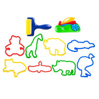 Exceart 10pcs Plastic Dough Rollers Molds Cutters Plasticine Mould Set for Kids DIY Craft (Assorted Colors)
