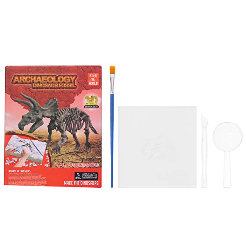 PRETYZOOM Dinosaur Dig Kit Luminous Dino Skeleton Fossil Excavation Set Interactive STEM Educational Toy for Boys Girls Children (Triceratops)