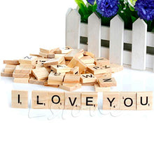 Load image into Gallery viewer, SAUJNN New Arrival 100x Wooden Alphabet Scrabble Tiles Black Letters &amp; Numbers for Crafts Wood
