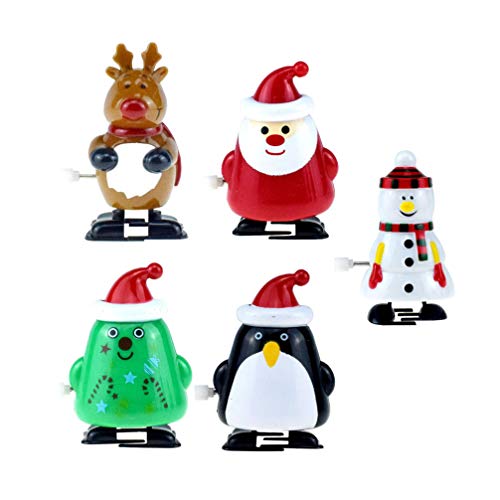 Toyvian 5pcs Christmas Wind Up Toys Santa Claus Snowman Xmas Tree Penguin Reindeer Clockwork Toys Christmas Party Favors Gifts Christmas Stocking Fillers
