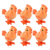 Amosfun Wind Up Chick Toy Funny Clockwork Jumping Plush Easter Party Gifts Chick Toys for Kids 6 Pcs