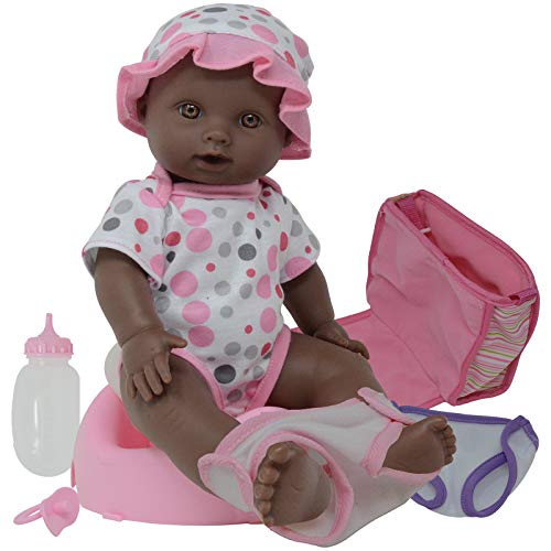 Drink and Wet Potty Training Baby Doll posable Dolls with Pacifier, Bottle, and Diapers - Helps Toilet Training for Kids (African American)