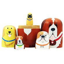 Load image into Gallery viewer, Heaven2017 5Pcs Cartoon Dog Russian Nesting Dolls Wooden Stacking Toys Matryoshka Kids Handmade Decoration Gifts-1#
