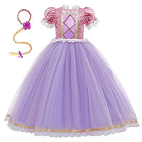 WonderBabe Little girl princess costume Christmas birthday cosplay fancy dress up costume with accessories (Purple,8T,7-8Years)