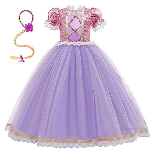 WonderBabe Little girl princess costume Christmas birthday cosplay fancy dress up costume with accessories (Purple,8T,7-8Years)