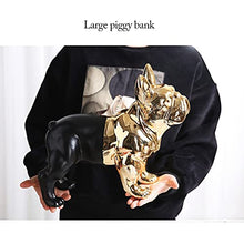 Load image into Gallery viewer, JJW Piggy Bank Matte Black and Gold Piggy Bank Cute Ceramic Dog Money Bank Large Coin Bank with Rubber Stopper Money Box for Kids 13.3x10.8in Coin Bank (Color : Piggy Bank)
