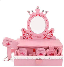 Load image into Gallery viewer, LLNN Simple and Stylish Makeup Vanity Set for Bedroom, Pretend Play Vanity Table and Chair Beauty Mirror and Accesories Play Set with Fashion &amp; Makeup Accessories for Girls, Villa Furniture
