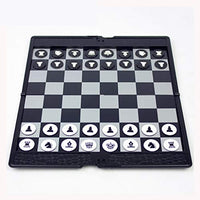 MKVRS Chess Plastic Chess Game, Magnetic Travel Chess Set, Folding Chess Board, with Magnetic Chess Pieces, Chess Strategy, for Beginners, Kids Adults Chess Set (Color : Black)