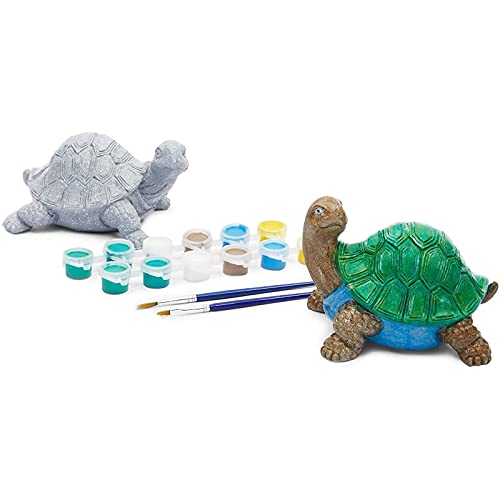 Bright Creations Turtle Pet Rock Painting Kit with 12 Paint Pods, 2 Paint Brushes, and 2 Turtles (2 Sets, 16 Pieces)