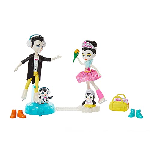 Enchantimals Darling Ice Dancers Skate and Spin Glider with Patterson Penguin Small Doll (6-in) & Tux Dolls, 2 Animal Figures, and 15+ Accessories, Makes a Great Gift for 3-8 Year Olds
