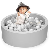 Officefly Soft Foam Ball Pit Round Ball Pool for Baby Kids Children Toddler Playpen NOT Included Balls Light Gray