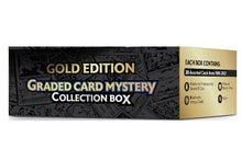 Load image into Gallery viewer, Pokemon TCG: Graded Card Mystery Power Box Gold Edition - Each Box Contains 1 Graded Card + 20 Additional Cards Including 1 First Edition + 1 Factory Sealed Booster Pack + 1 Coin + 1 Code Card
