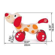 Load image into Gallery viewer, Walk-A-Long Puppy Wooden Pull Toy by Hape | Award Winning Push Pull Toy Puppy For Toddlers Can Sit, Stand and Roll. Rubber Rimmed Wheels for Easy Push and Pull Action, Red
