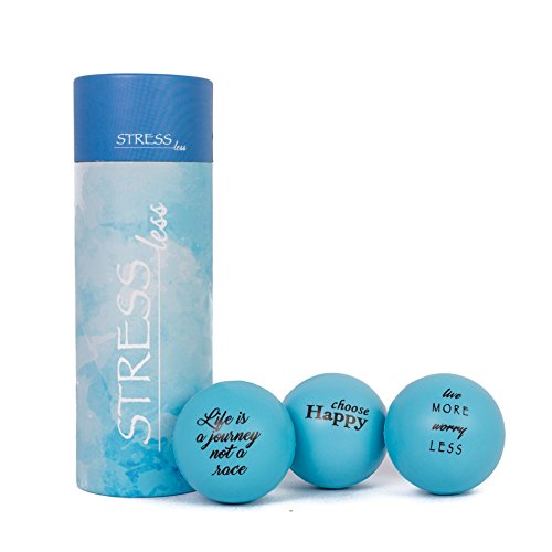 Stress Balls with Motivational Quotes, Stress Relief Toys for Adults and Kids (3 Pack Stress Balls) (Blue)