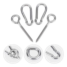 Load image into Gallery viewer, YARNOW 1 Set/4pcs Stainless Steel Swing Hangers Heavy Duty Swivel Ring Spring Snap Hook Carabiner for Yoga Hammock Swing Marine Boat Application 8x115mm (Silver)
