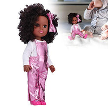 Load image into Gallery viewer, Black Girl Doll, 14in Cute Baby Doll Toy, Safe Play Together Reborn Baby Doll, for Children Kids(Q14-50 Bright Pink Strap)
