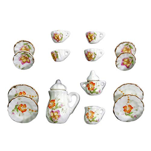 Galand Doll House Miniature Mini Ceramic Tea Set Model Fairy Garden Decor Ornaments,Mini Ceramic Tea Set G