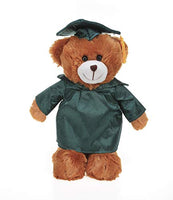 Plushland Brown Bear Plush Stuffed Animal Toys Present Gifts for Graduation Day, Personalized Text, Name or Your School Logo on Gown, Best for Any Grad School Kids 12 Inches(Forest Green Cap and Gown)