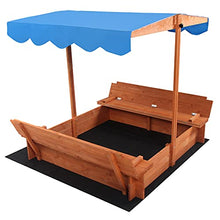 Load image into Gallery viewer, Kcelarec Kids Sandboxes with Canopy, Sandboxes with Covers, Foldable Bench Seats, Children Outdoor Wooden Playset
