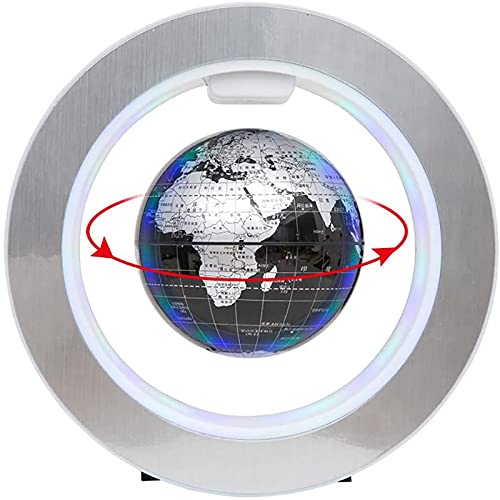 UNICH Magnetic Levitation Globe 4 inch 360 Floating Rotation Mysteriously Suspended in Air Colorful LED Light World Map Home Office Decoration Craft Fashion Birthday Gift Geography Tool (Black)