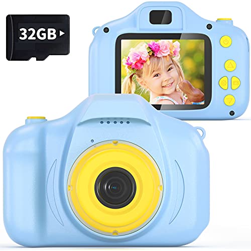 VATENIC Kids Camera, Christams Birthday Gift for Boys Age 3 4 5 6 7 8, Children Digital Cameras for Kids Toys 1080P 2 Inch Toddler Video Camera for 3-9 Year Old Boys with 32GB SD Card (Blue)