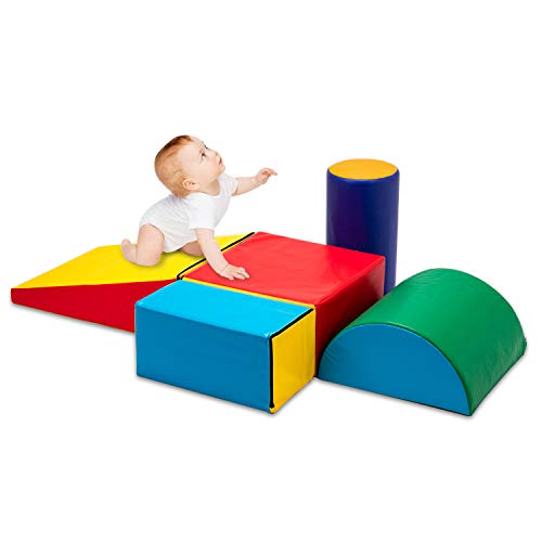 Matladin Indoor Safe Soft Foam Climber 5-Piece Sets, Beginner Toddler Climber with Slide Ramp Indoor Climbing Toys for Toddlers Kids and Children