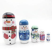 Load image into Gallery viewer, Konrisa Matryoshka Nesting Dolls 5 Pieces Snowman Nesting Dolls Hand Painted Figurines Wooden Stacking Dolls for Kids Birthday Party Home Decoration,New Year
