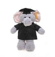 Plushland Elephant Plush Stuffed Animal Toys Present Gifts for Graduation Day, Personalized Text, Name or Your School Logo on Gown, Best for Any Grad School Kids 12 Inches(Black Cap and Gown)