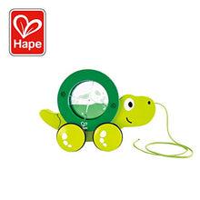 Load image into Gallery viewer, Hape Tito Pull Along | Wooden Turtle with Swirling Shell Pull Toddler Toy, Green

