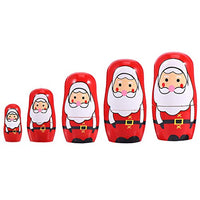 Toyvian Russian Nesting Doll Christmas Santa Matryoshka Doll Wooden Christmas Ornaments for Kids Children