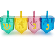 Load image into Gallery viewer, Hanukkah Fillable Dreidel Assorted Colors Can Be Filled with Hanukkah Gelt Or Hanukkah Chocolate (4-Pack)
