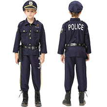 Load image into Gallery viewer, Acekid Police Costume for Boys Halloween Police Officer Costume for Kids (S(5-7))
