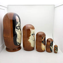 Load image into Gallery viewer, Cat Nesting Dolls Russian Hand Crafted 5 Piece Matryoshka Set
