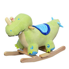 Load image into Gallery viewer, Qaba Kids Plush Ride-On Rocking Horse Toy Dinosaur Ride on Rocker Green with Realistic Sounds
