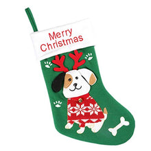 Load image into Gallery viewer, Toyvian Christmas Stockings Hanging Non Woven Stockings with Merry Christmas and Green Antlers Dog Christmas Fireplace Stockings Decorations for Indoor Home Office Mall
