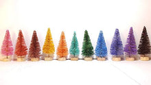 Load image into Gallery viewer, 11 Gem Assorted Colors Vintage Mini Sisal Bottle Brush Trees Lot Assorted Color Miniature Xmas Christmas Trees Retro Dollhouse Snow Village
