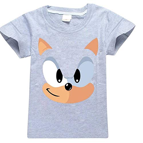 Boys Cartoon Sonic Clothes Girls 3D Funny Cotton T-Shirts Costume Children Spring Clothing Kids Tees Top Baby T Shirts (Grey, 5T)
