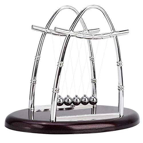 Fdit Classic Newton Cradle Balance Balls 5 Pendulum Balls Demonstrate Newton's Laws with Swinging Balls Physics Science Puzzle Desk Decor for Home and Office(2#)