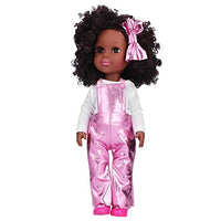 CUYT Black Girl Doll, Reborn Dolls, Safe Play Together for Kids Children(Q14-50 Bright Pink Strap)