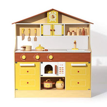 Load image into Gallery viewer, ele ELEOPTION Pretend Wooden Kitchen Playset for Kids Toddlers, Toys Gifts for Boys and Girls
