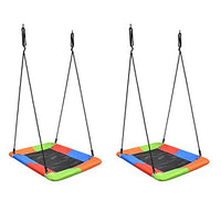 Swinging Monkey Giant 40 Inch Long x 30 Inch Wide 400 Pound Weight Capacity Square Mat Platform Outdoor Play Swing, Rainbow (2 Pack)