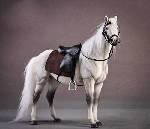 Lana Toys JXK 1/12 Germany Hanover Horse Figure Warm-Blood Horse Hanoverian Steed Animal Model Realistic Educational Painted Figure Decoration Toy Collector Gift Adult (White&Black)