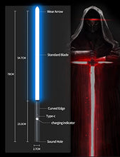 Load image into Gallery viewer, JVMU Lightsaber Rechargeable Cosplay RGB 2 pcs, connectable 2-in-1 Lightsaber 7 RGB Color Advanced Alloy hilt Lightsaber, with 3 Sound Modes, Halloween Easter Christmas Decoration (Black)
