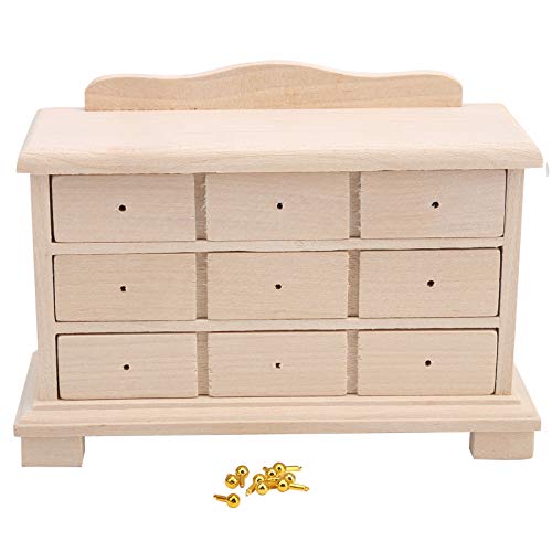 GLOGLOW Mini Dollhouse Furniture, 1:12 Simulation Wooden Cabinet Drawers Model Miniature Furniture Doll House Accessory
