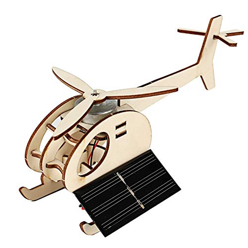 Vbestlife Solar Energy Toy, Wooden Plane Model Wooden DIY Model DIY Model, for Kids Who Over 4 Years Old Home Garden