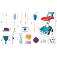 Load image into Gallery viewer, Kids Toddler Pretend Play Housekeeping Cart Cleaning Toy Set for Kids and Toddler (Color : Blue, Size : 12 Pcs Set)
